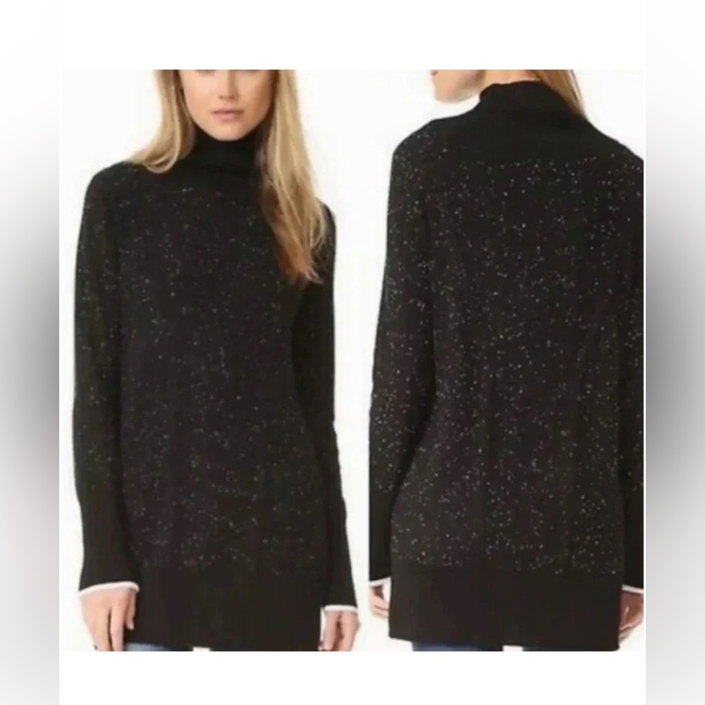 Rag & Bone Tamara 100% Cashmere black white speckled patterned sweater large
